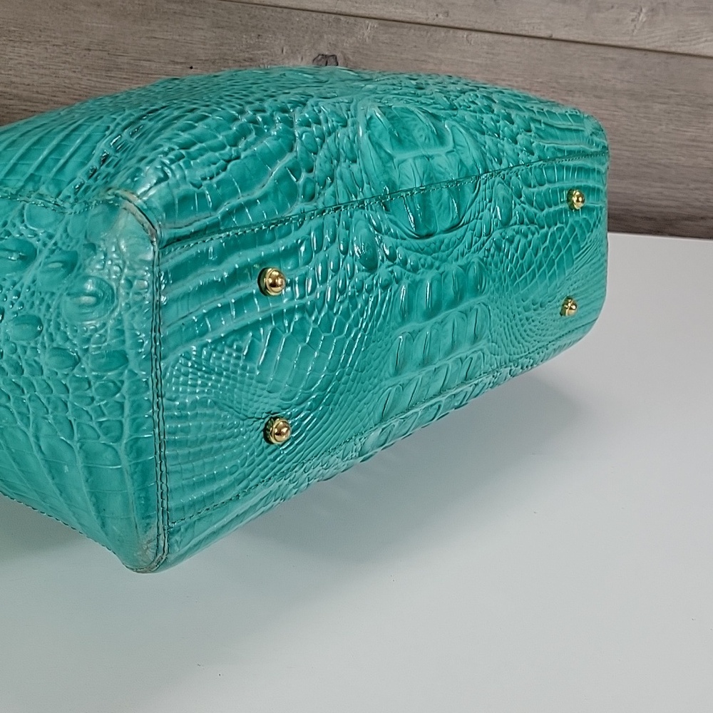 "Brahmin Bright Teal Croc-Embossed Tote Shoulder Bag - Picture 8 of 16